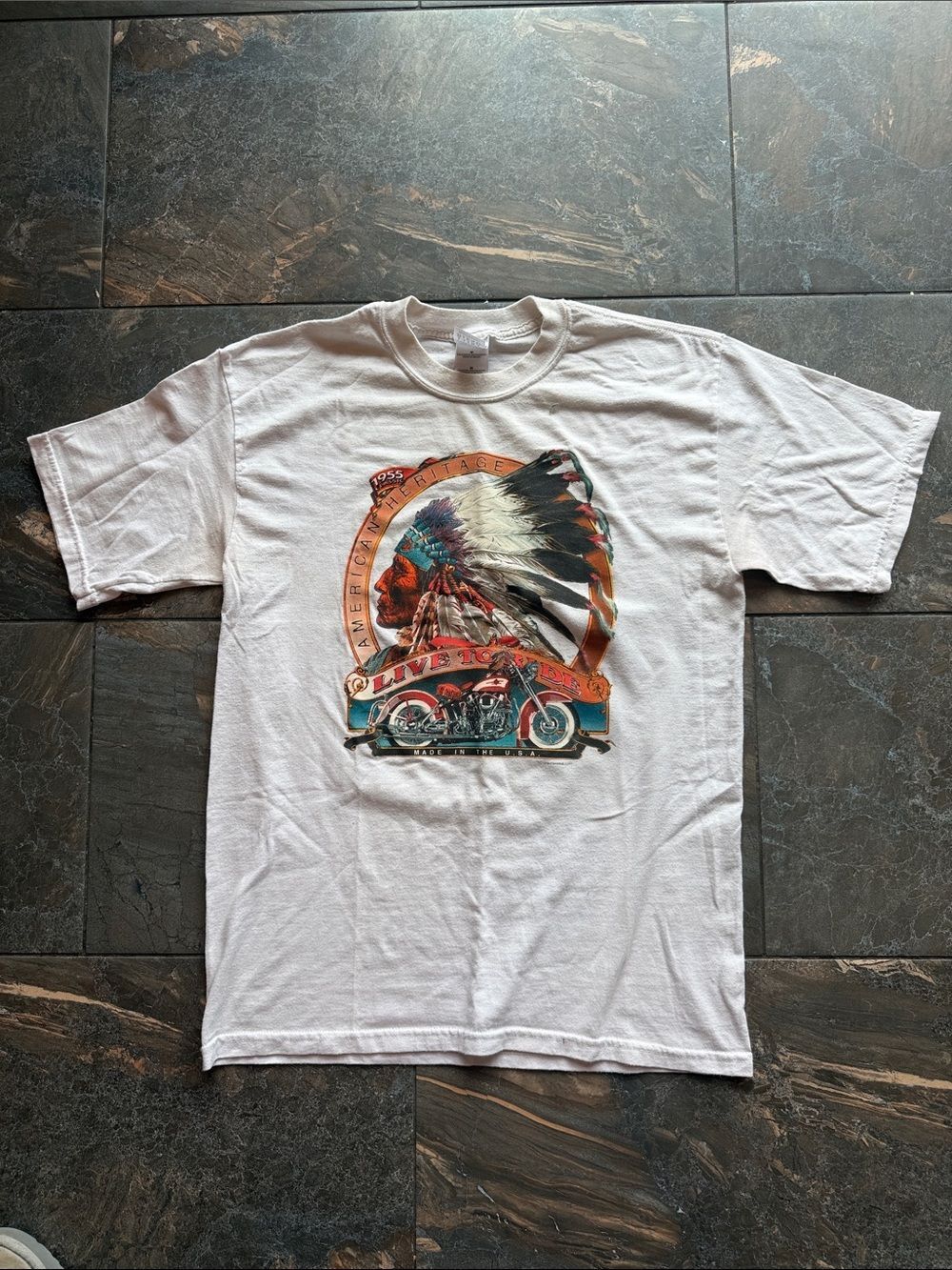 Vintage 1955 Bike Week T Shirt Native American Mens size Med